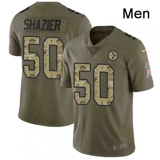 Mens Nike Pittsburgh Steelers 50 Ryan Shazier Limited OliveCamo 2017 Salute to Service NFL Jersey